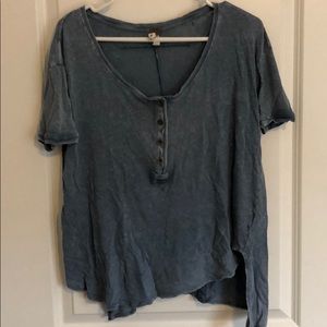 Free People blue Henley t shirt